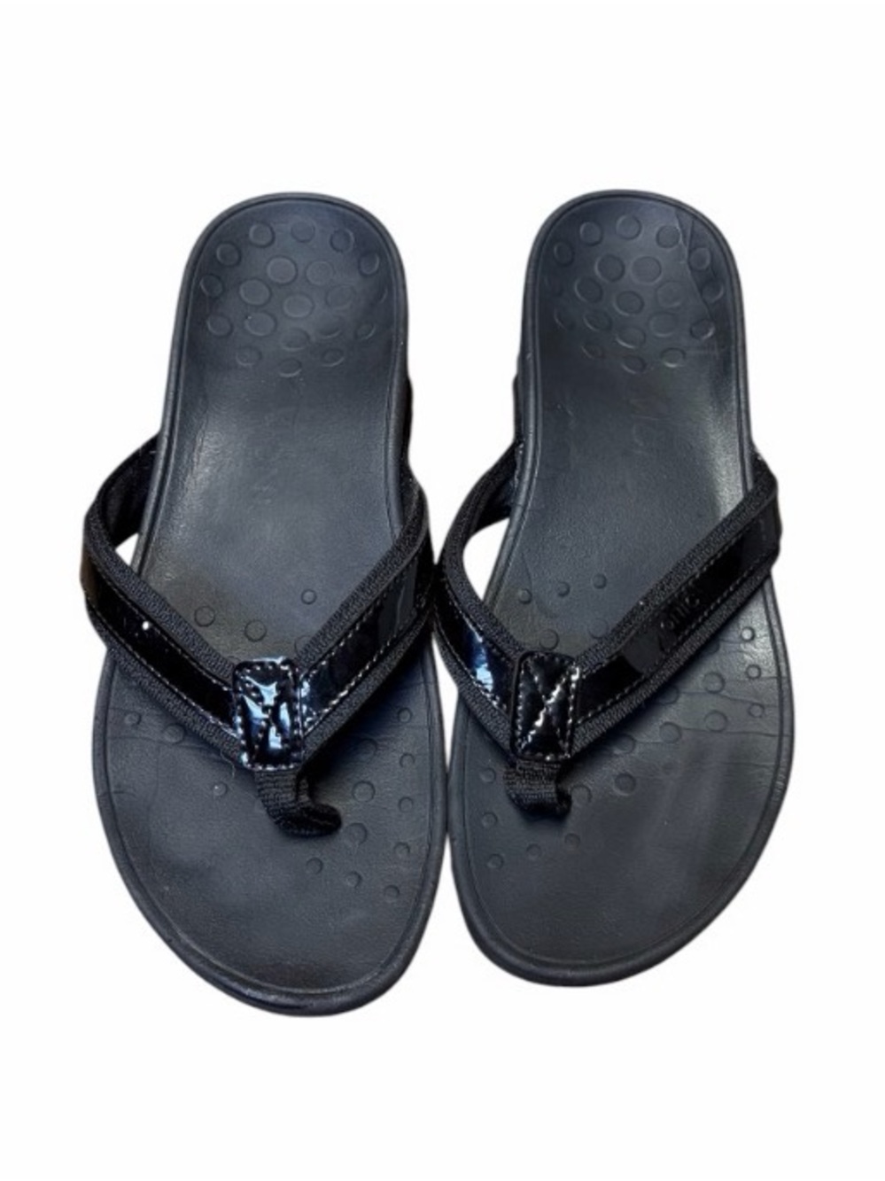 Vionic High Tide II Black Leather Platform Flip-flops Orthotic Womens 10 - Picture 2 of 8